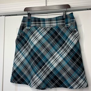 Reitmans Checkered Mini Skirt Teal and Black Women’s Size US 8P